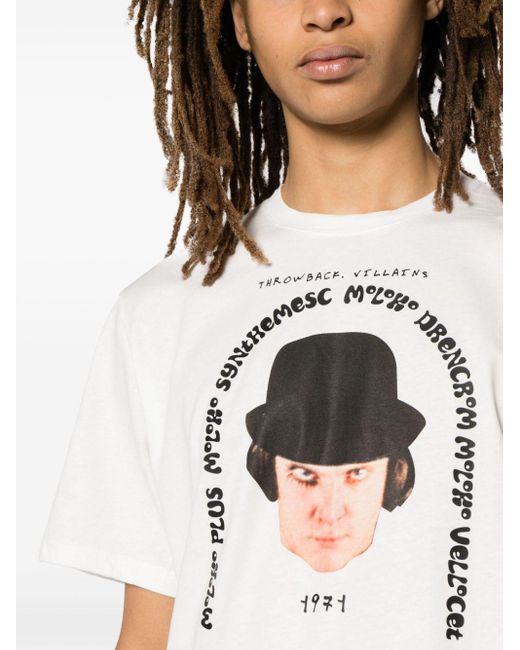 T-shirt Alex White con stampa di Throwback. da Uomo