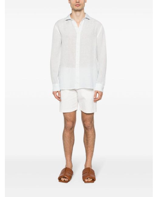Camicia leggera di 120% Lino in White da Uomo