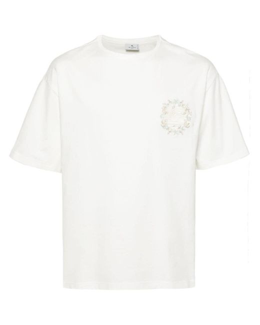 T-shirt con ricamo Pegaso di Etro in White da Uomo