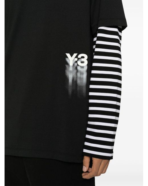 T-shirt logotype nera di Y-3 in Black da Uomo