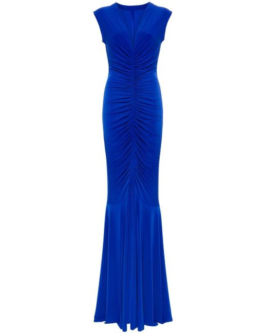 Plunging V-neck maxi dress di Norma Kamali in Blue