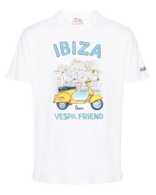 T-shirt con stampa grafica x Vespa® di Mc2 Saint Barth in White da Uomo