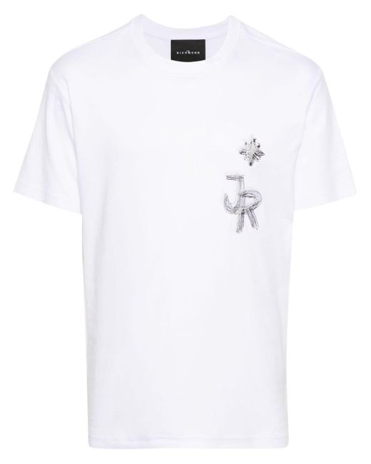 T-shirt con ricamo di John Richmond in White da Uomo
