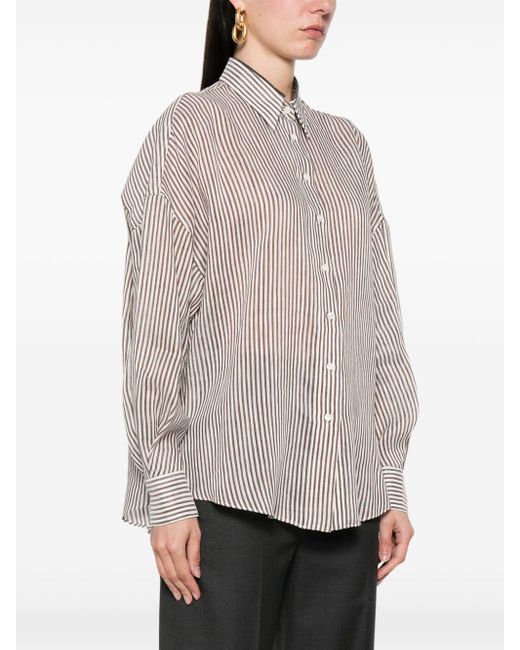 Camicia a righe di Brunello Cucinelli in Gray da Uomo