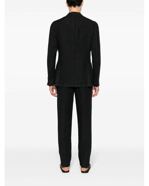 Double-breasted linen suit di Boglioli in Black da Uomo
