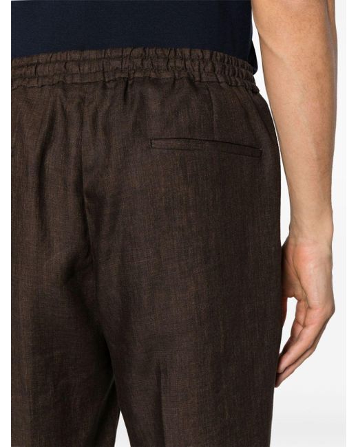 Pantalone wimbledon in lino marrone di BRIGLIA in Brown da Uomo