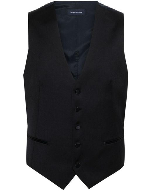 Gilet Con Scollo A V di Tagliatore in Black da Uomo