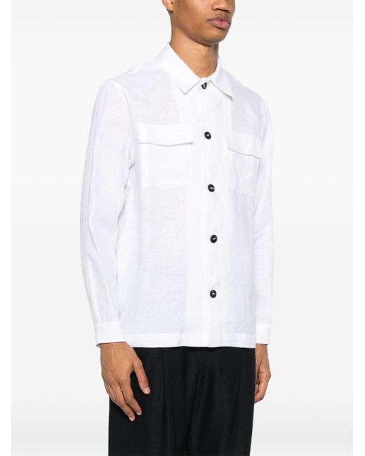 Camicia bianca in lino di Michael Coal in White da Uomo