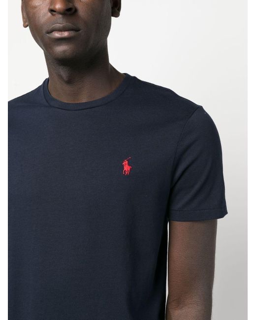 T-shirt Con Logo Ricamato di Polo Ralph Lauren in Blue da Uomo