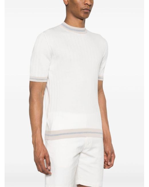 T-shirt bianca a coste di Eleventy in White da Uomo