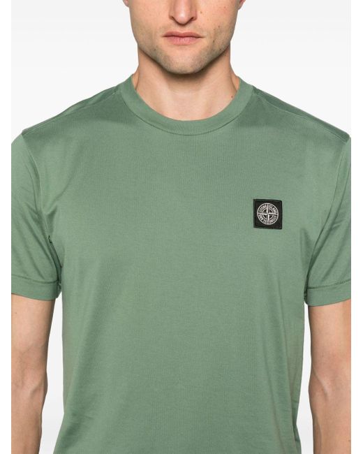 T-Shirt Con Applicazione Compass di Stone Island in Green da Uomo