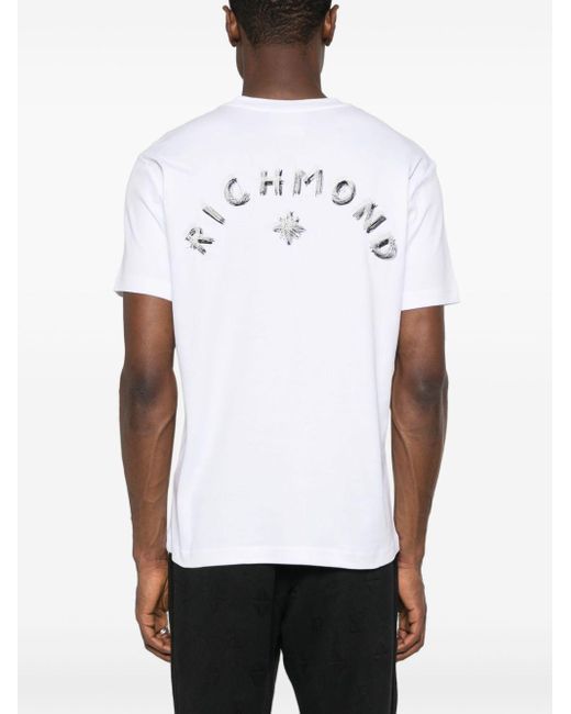 T-shirt con ricamo di John Richmond in White da Uomo