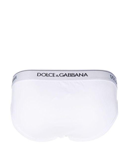 Slip Con Logo di Dolce & Gabbana in White da Uomo
