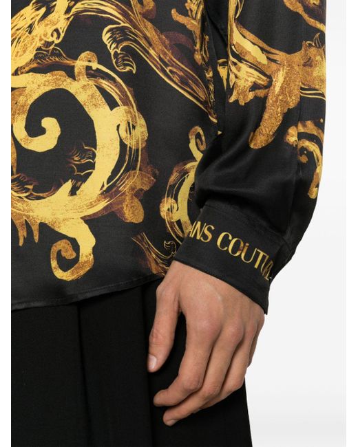 Camicia con stampa astratta di Versace in Black da Uomo