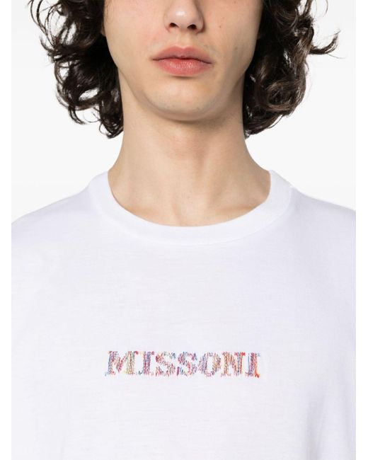 T-Shirt Con Ricamo di Missoni in White da Uomo