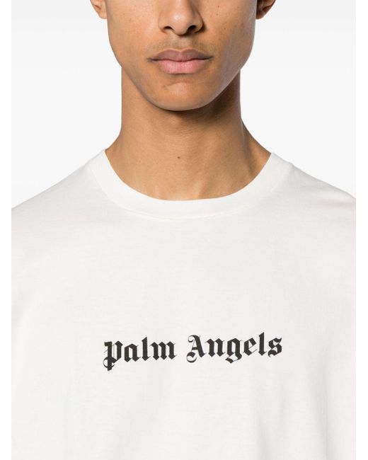 T-shirt con stampa di Palm Angels in White da Uomo