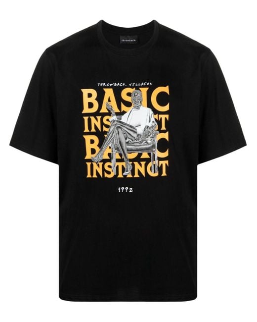 T-shirt con stampa di Throwback. in Black da Uomo
