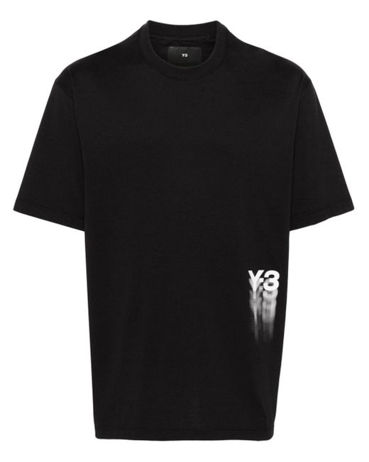 T-shirt logotype nera di Y-3 in Black da Uomo