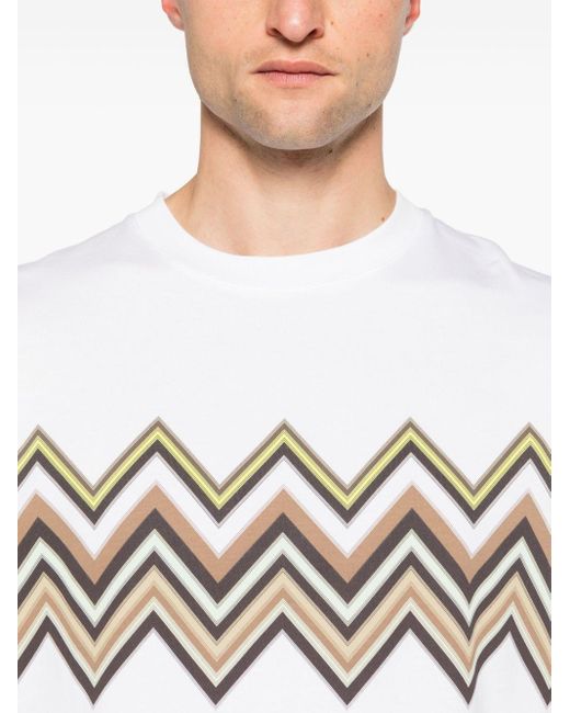 T-shirt con stampa a zig zag di Missoni in White da Uomo