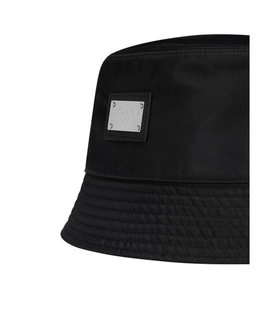Cappello pescatore con placca logata di Dolce & Gabbana in Black da Uomo