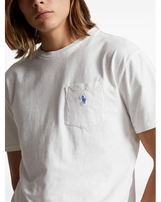 | T-shirt in cotone con tasca e ricamo logo | male | BIANCO | XL di Polo Ralph Lauren in White da Uomo