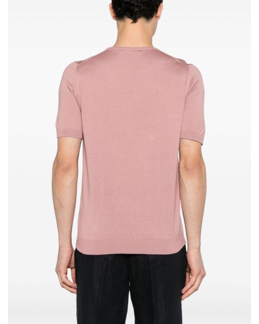 T-shirt in seta di Tagliatore in Pink da Uomo