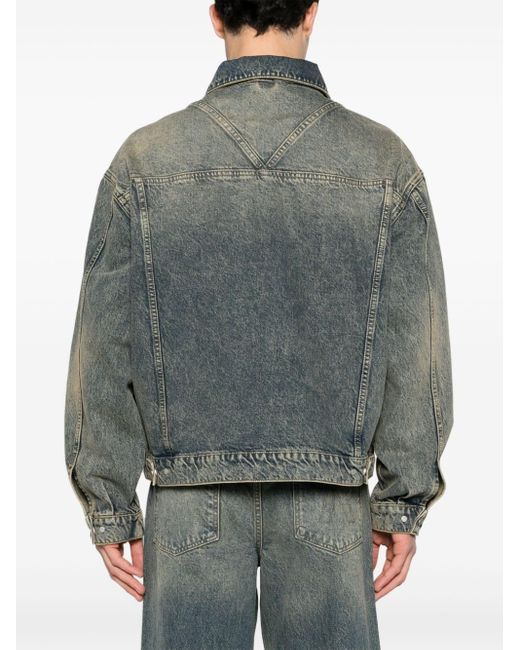 R4 washed-denim jacket di Represent in Gray da Uomo