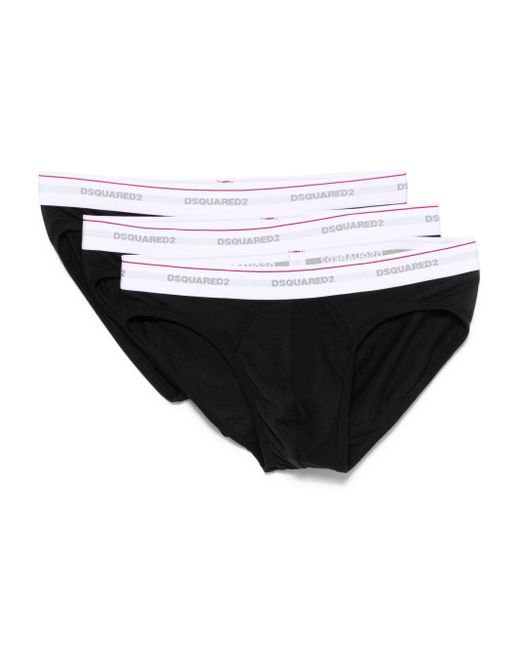 Set Di Tre Slip Con Logo di DSquared² in Black da Uomo
