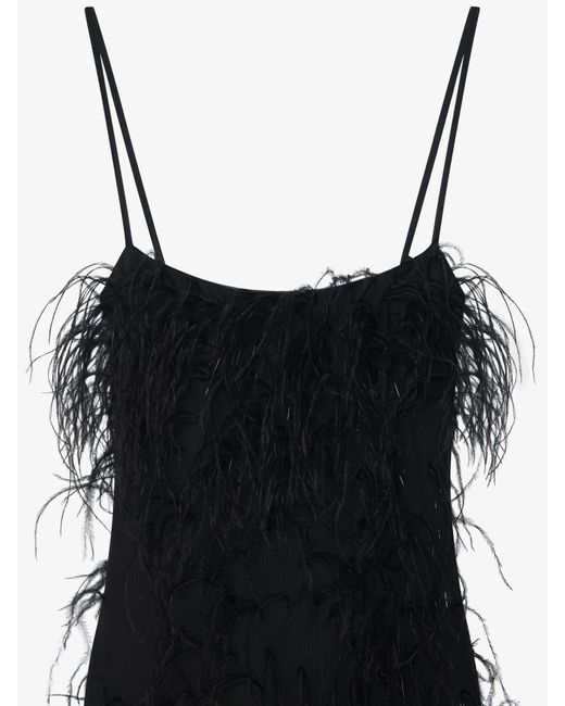 Givenchy White Evening Straps Dress With Feathers And Lurex