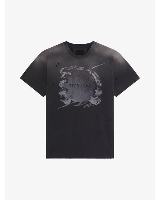 T-shirt casual in cotone con stampa Ring di Givenchy in Black da Uomo