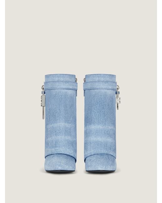 Givenchy Blue Shark Lock Ankle Boots
