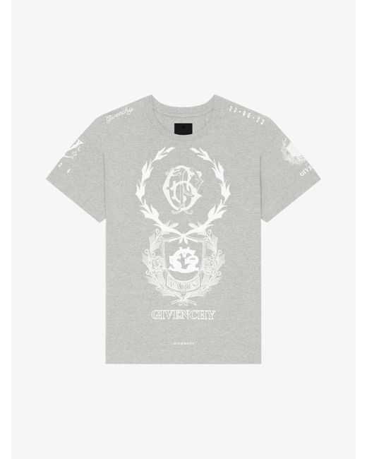 T-shirt Crest in cotone di Givenchy in White da Uomo