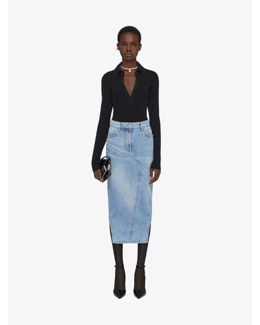 Givenchy Blue Asymmetric Skirt