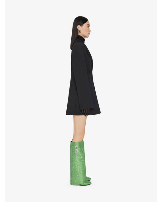 Stivali Shark Lock in satin con strass di Givenchy in Green