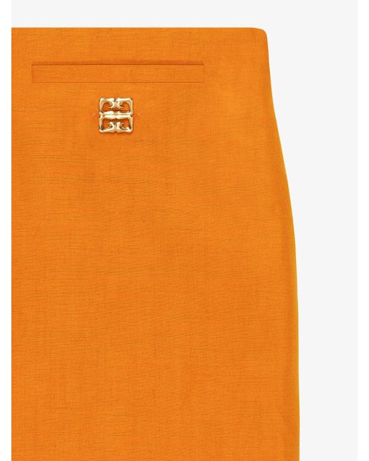 Mini jupe en lin et soie à détail 4G Givenchy en coloris Orange