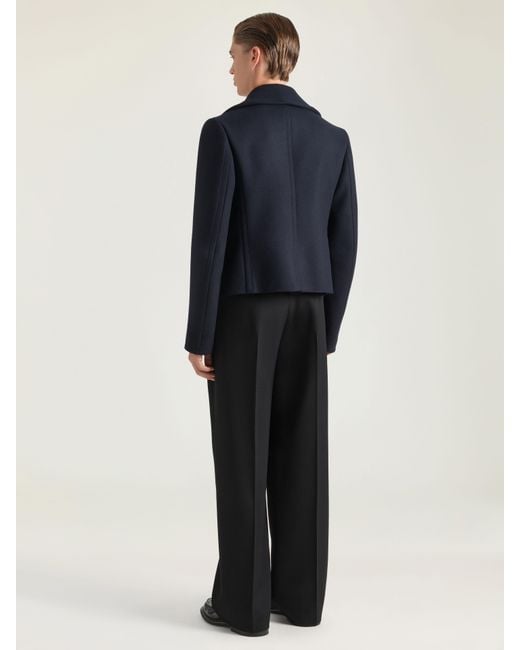 Givenchy Blue Cropped Pea Coat for men