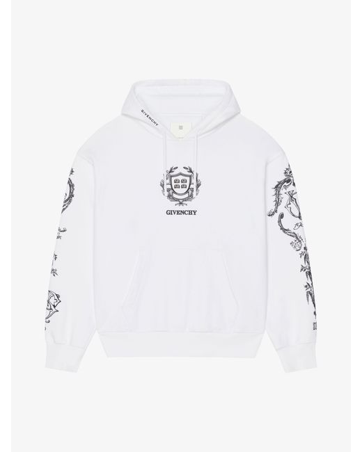 Givenchy White Crest Boxy Fit Hoodie for men