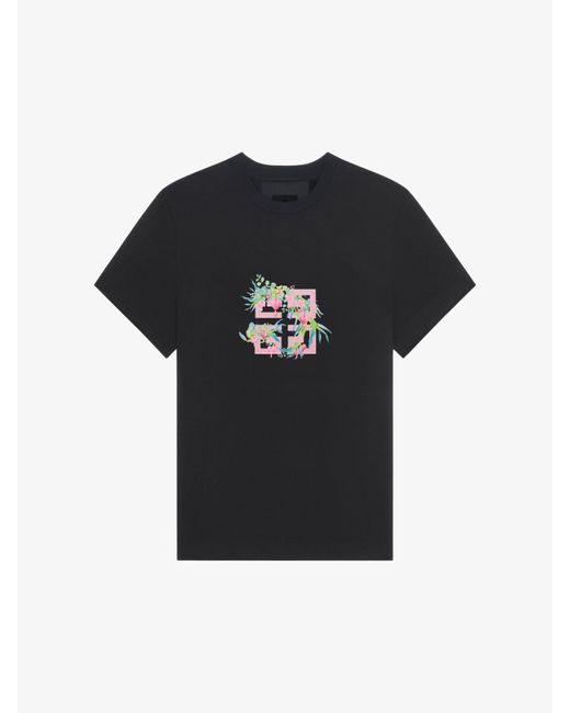 T-shirt in cotone con stampa 4G Flowers di Givenchy in Black