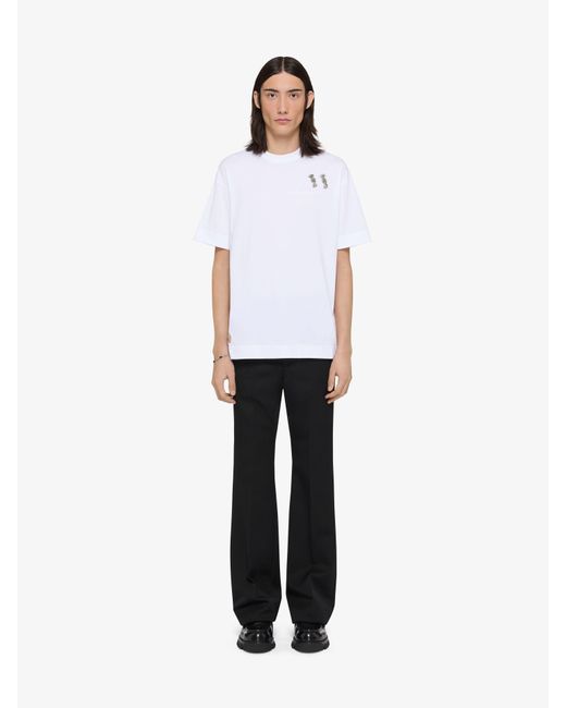 T-shirt in cotone con applicazioni di Givenchy in White da Uomo