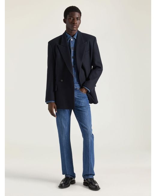 Givenchy Blue Straight Fit Shadow Washed Jeans With Crease Effect for men