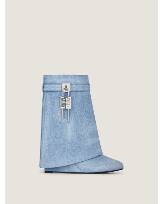 Givenchy Blue Shark Lock Ankle Boots