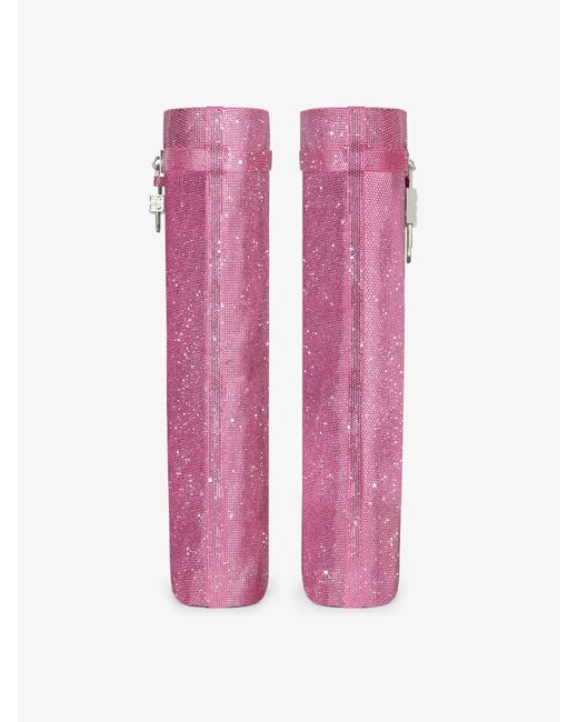Stivali Shark Lock ampi in satin con strass di Givenchy in Pink