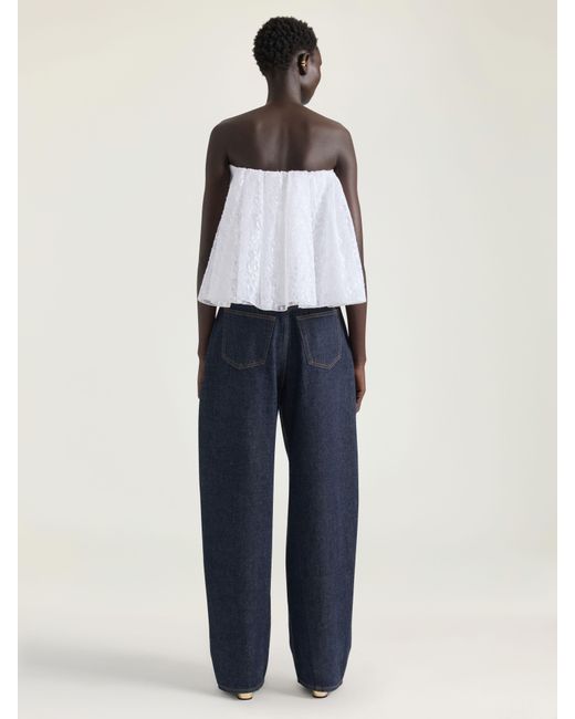 Givenchy White Strapless Embroidered Ruffled Top
