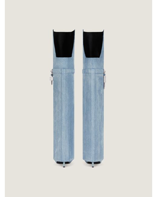 Givenchy Blue Shark Lock Stiletto Over-The-Knee Boots