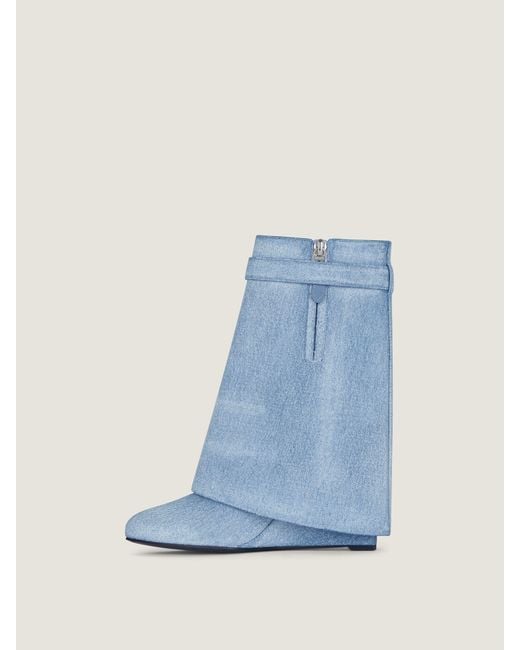Givenchy Blue Shark Lock Ankle Boots