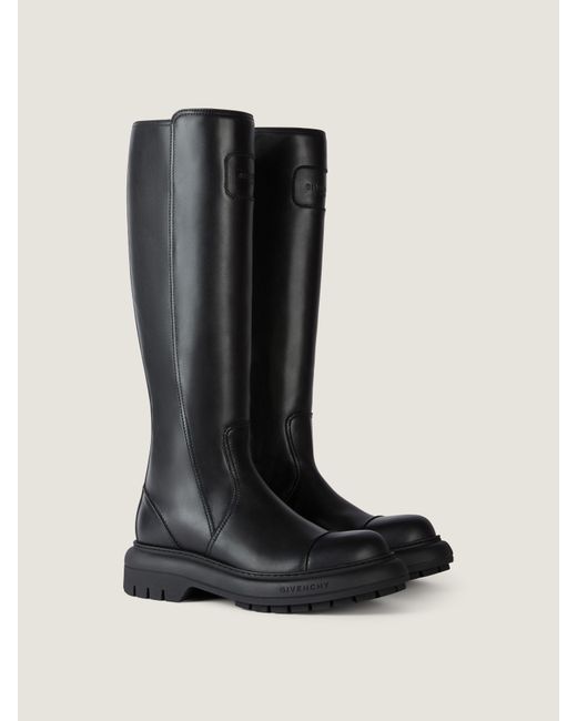 Givenchy Black Cargo Biker Knee High Boots for men