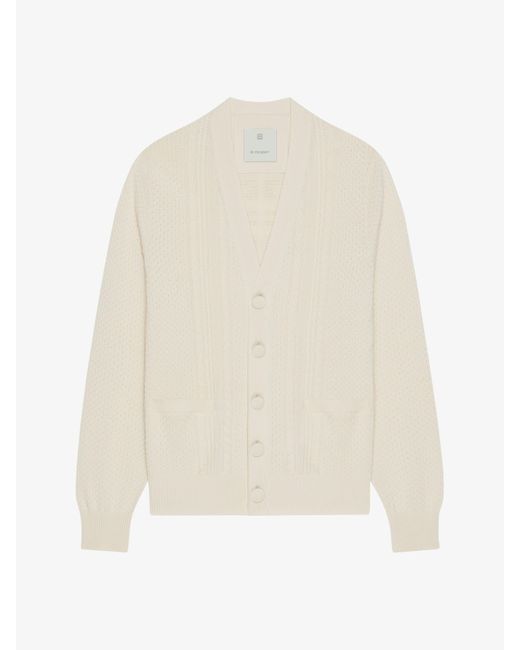 Givenchy White 4G Cable-Knit Cardigan for men