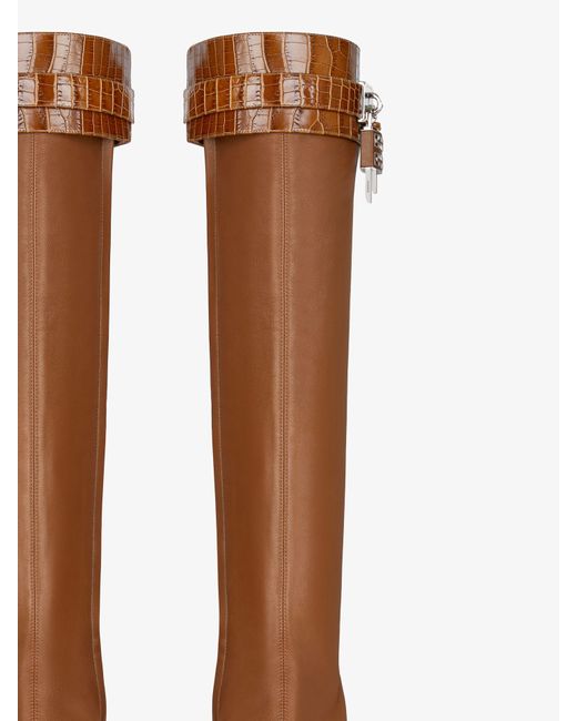 Stivali sandali Shark Lock Stiletto in pelle di Givenchy in Brown