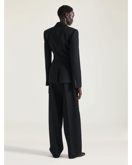 Givenchy Black Structured Double-Breasted Jacket With Satin Collar