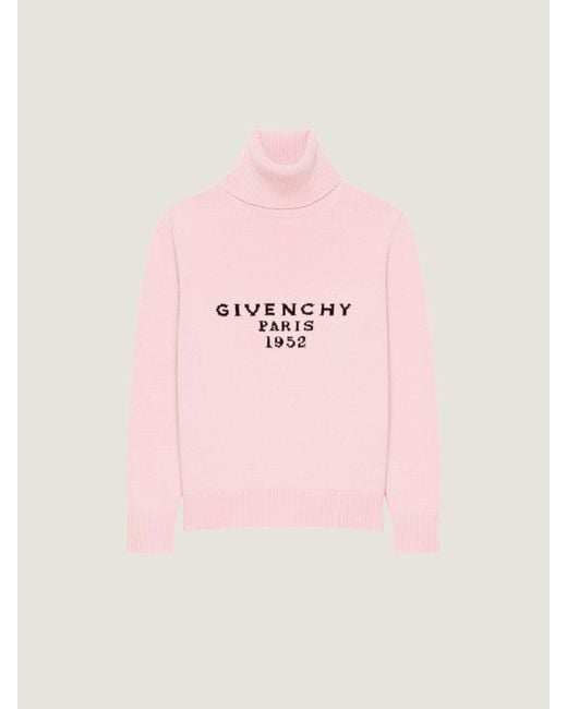 Pullover dolcevita in lana e cachemire con Paris 1952 di Givenchy in Pink